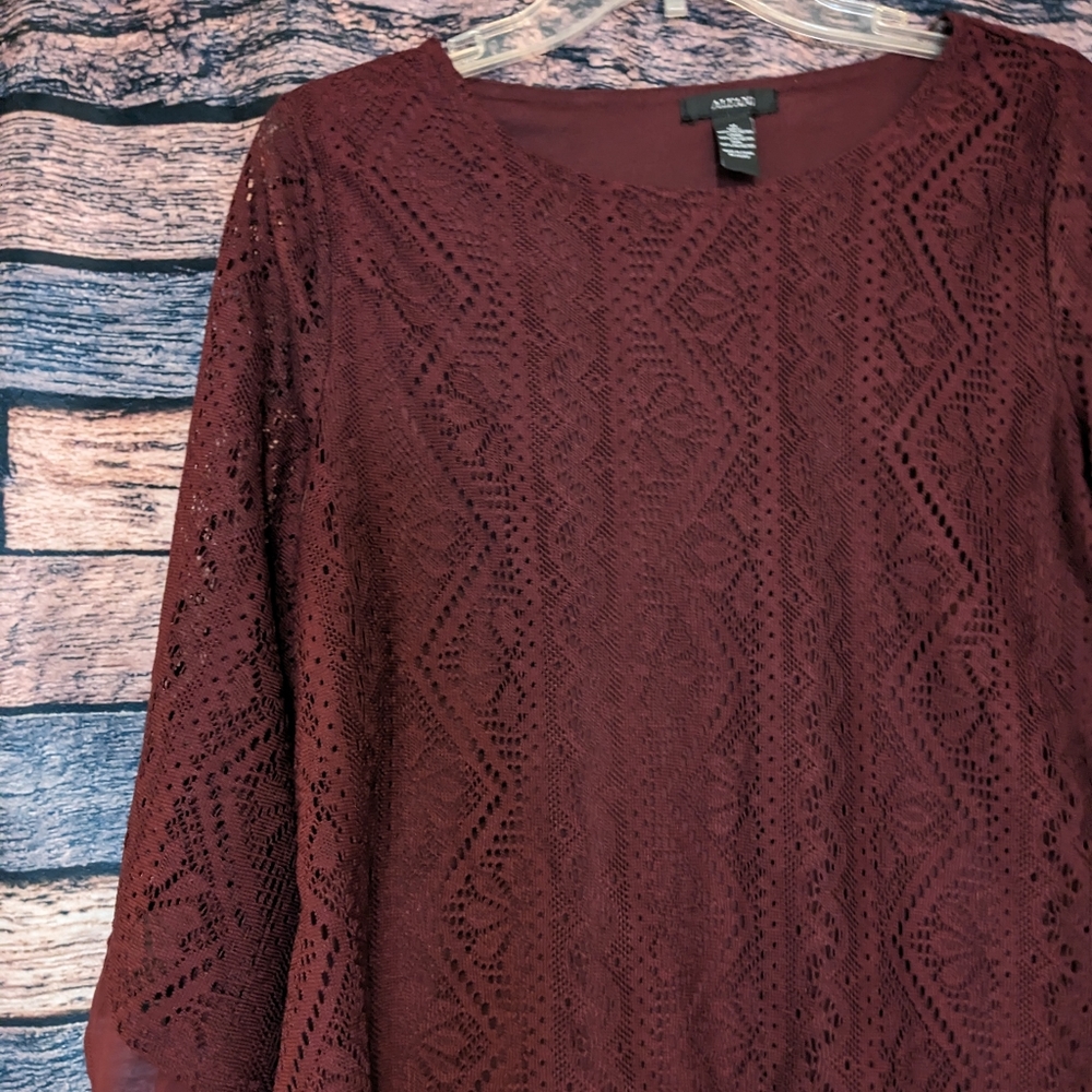 Deep Red Lace Sleeve Top
